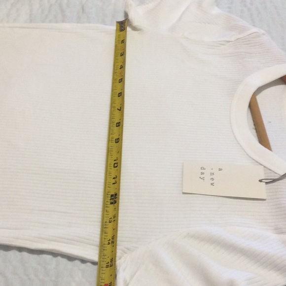 (2) NWT Women’s Small White Ribbed A New Day Blouse Shirt Top Short Sleeve Tee - Picture 5 of 11